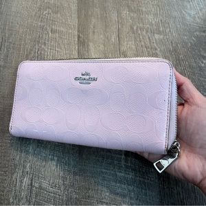 Coach Pink Monogram Patent Leather Accordion Wallet